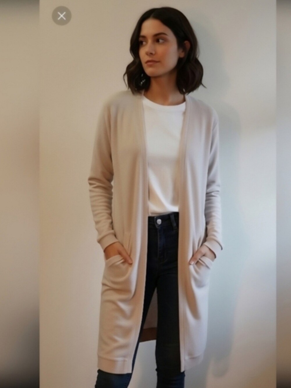 Abercrombie & Fitch Cream Cozy Open-Front Cardigan Pockets Size XS